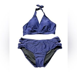 TEMPT ME plus size XXL halter style navy blue high waist bikini swimsuit set NWT